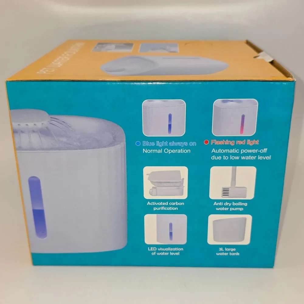 2500ML USB Round Pet Water Fountain, Automatic Cat Water Dispenser With Circulat